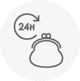 財布と24時間営業のアイコン